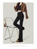Women's Black High-Waisted Micro-Flare Jeans - 2024 Autumn/Winter Slimming Bell Bottom Pants