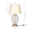 Diamond Cut Glass LED, Incandescant, CFL, Smart Bulbs Table Lamp Brass Antique Finish 19 Inches Height Off White 12 Inches Lamp Shade Pack Of 1
