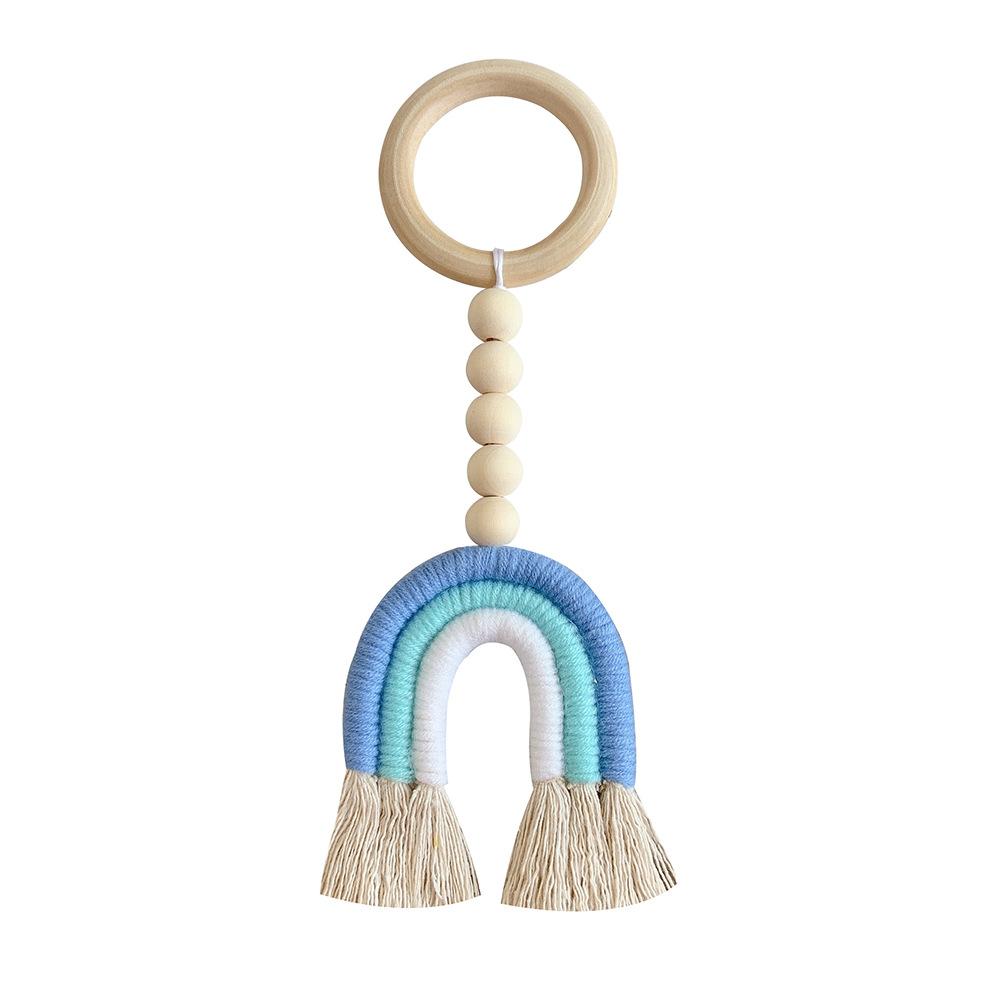 Solid Wood Ring Hanging Decoration Ins Nordic Decoration Children's Room Rainbow Ring Tassel Wooden Bead String Fun Decoration