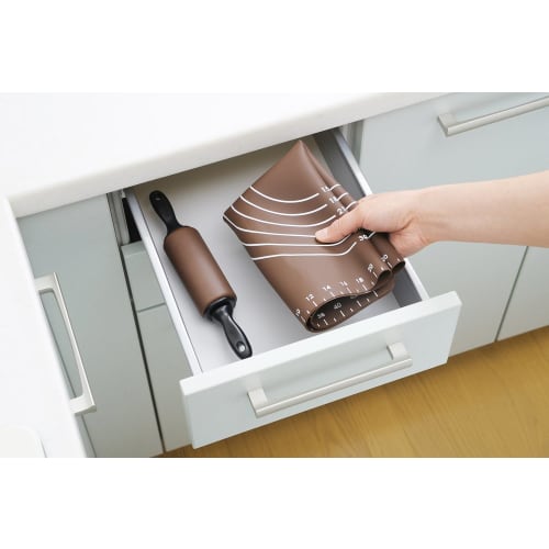 Yoshikawa Home Bakery Club Silicone Mat, 50 X 40 Cm, with Graduations, Non-Slip, Easy Dough Release, Foldable for Storage, Bread Mat, SJ1455