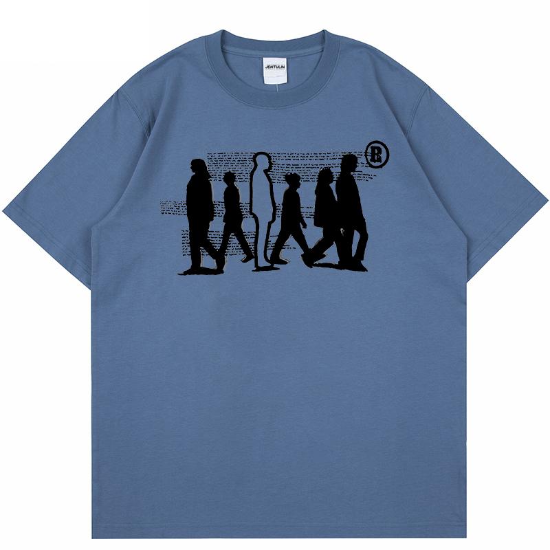 Harajuku Mens Clothing Streetwear Graphic Shadow Print TShirt Hip Hop Cotton Tee Summer Fashion Loose Short Sleeve Tshirt Goth