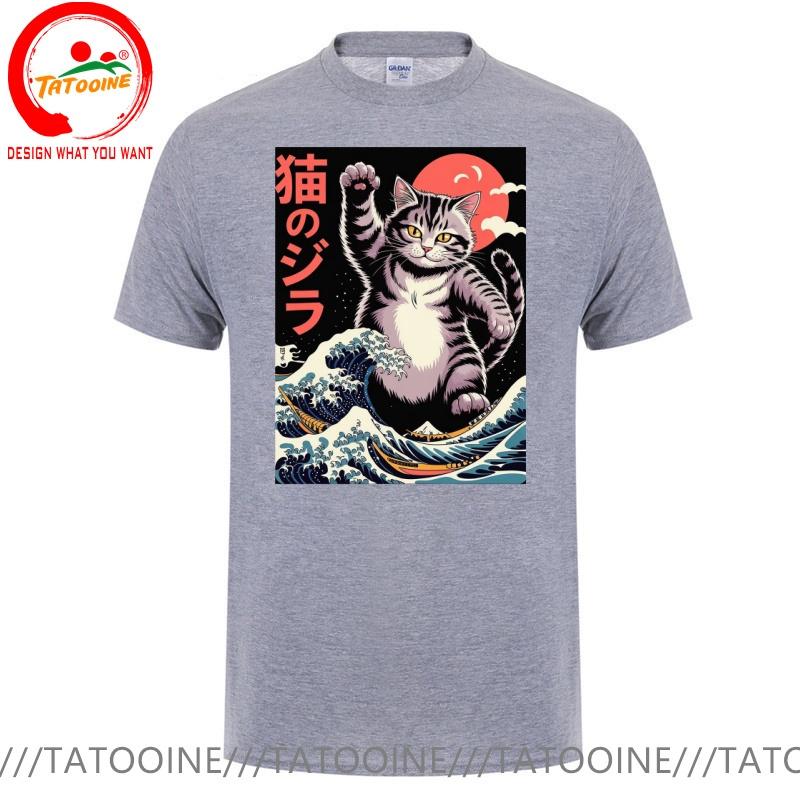 Funny Design Japanese Style The Great Kanagawa Cat Sred Doublet Unisex Fashion Trendy Casual Clothing Stylish Tops Tee Shirt Leisu