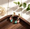 Popular Double Water Drop Hand Painted Enamel Color Earrings Diamond Alloy Earrings Daily Versatile Personality Temperament Earrings