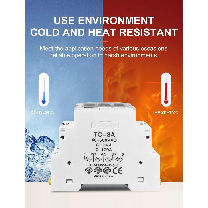 TOMZN DIN Rail 18mm Apmere Meter AC 100A 220V 380V Three Phase Modular Ammeter Indicator LED Digital Display Detector Witch CT