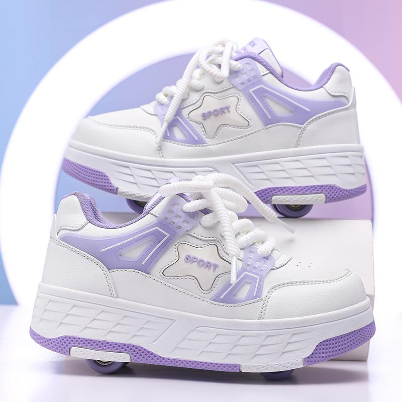 Scarpe a rotelle a quattro ruote da ragazzo autunnali pattinaggio a rotelle rimovibili scarpe da pattinaggio da studente scarpe da bambino con ruote