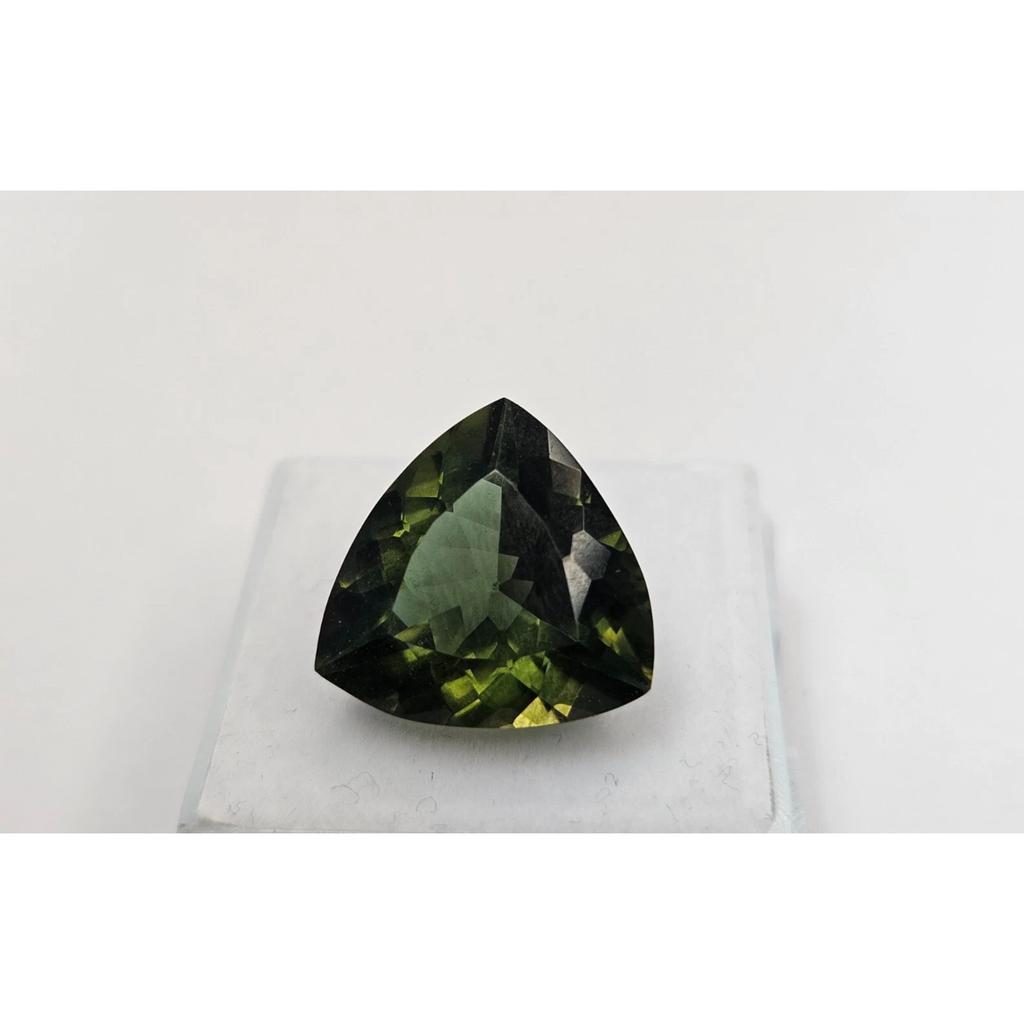 Fabulous Natural Green Moldavite 11-12 Ct Trillion Cut Certified Loose Gemstone