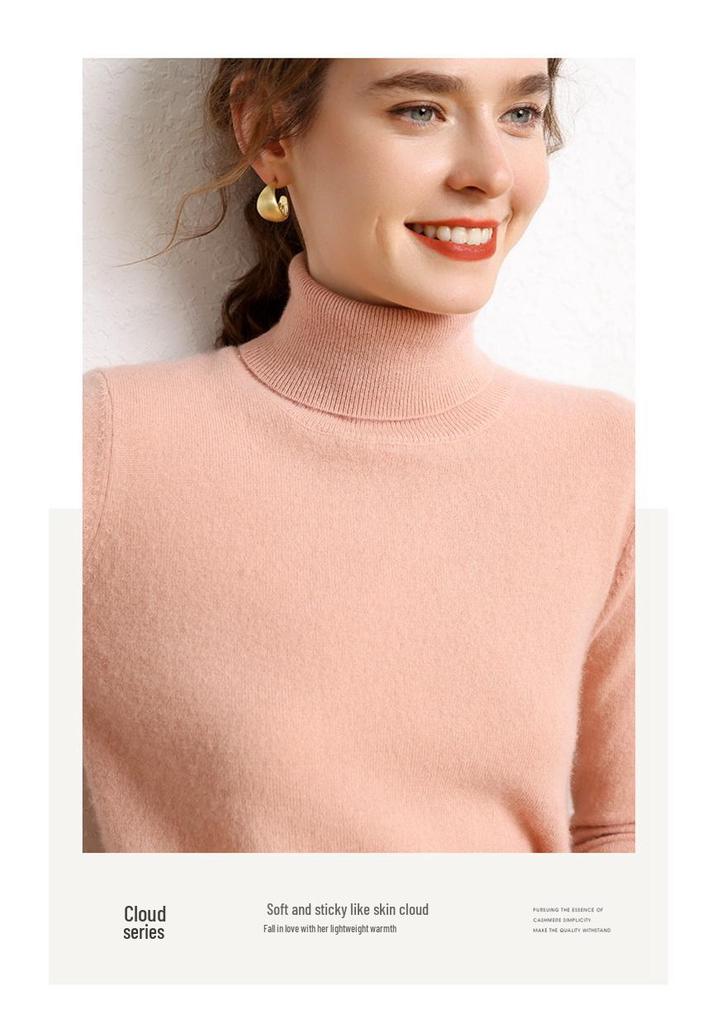 Women's High Neck Cashmere Sweater - Loose Fit, Pure Color, Thickened for Autumn/Winter