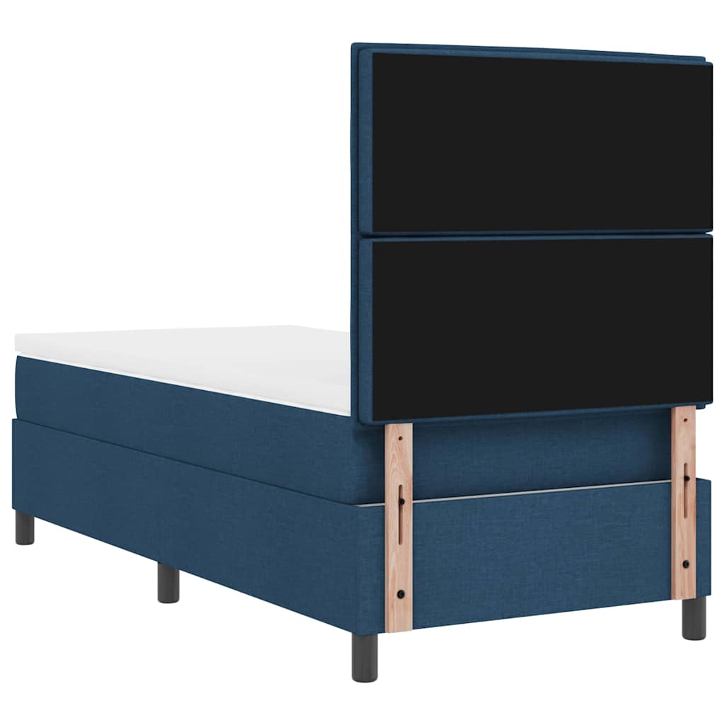 Box Spring Bed with Mattress and Headboard Blue 100 x 200 cm Fabric