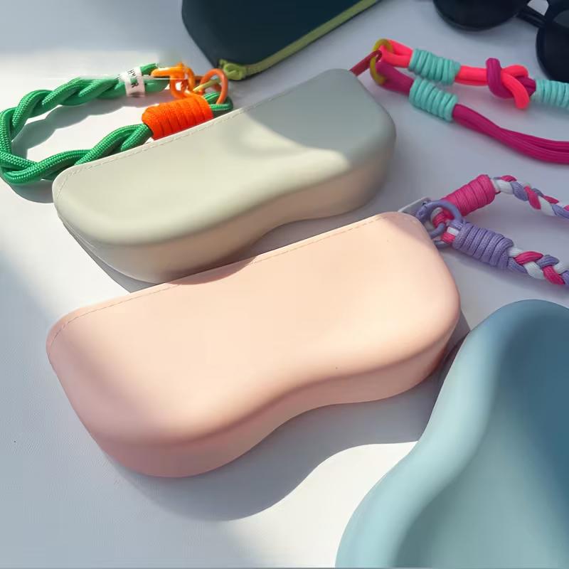 Color-blocked Glasses Case,sunglasses Cover, Eyeglass Storage Bag, Convenient Silicone Sunglasses Zipper Cover for On-the-go Use