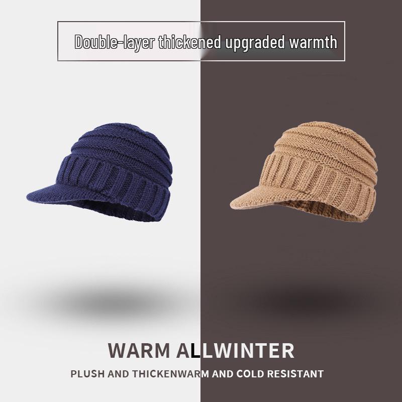 Minimalist Women's Duckbill Knit Hat - Short Brim, Warm Ear Protection for Autumn/Winter Skiing.