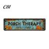 Fine Workmanship Ornaments Porch Therapy Vintage Tin Sign, Rustic Teal Wall Decor, Funny Outdoor Durable Garden Patio Gift for Friends Family