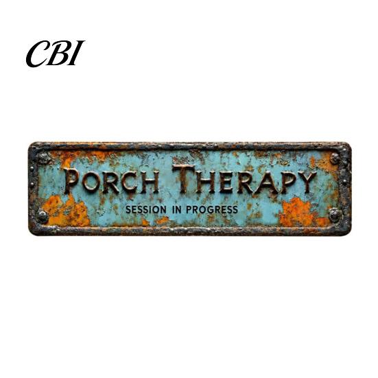 Fine Workmanship Ornaments Porch Therapy Vintage Tin Sign, Rustic Teal Wall Decor, Funny Outdoor Durable Garden Patio Gift for Friends Family