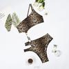 Tuta sexy da donna con stampa leopardata, doppia fila di catena con anelli O, taglio in vita, body comodo