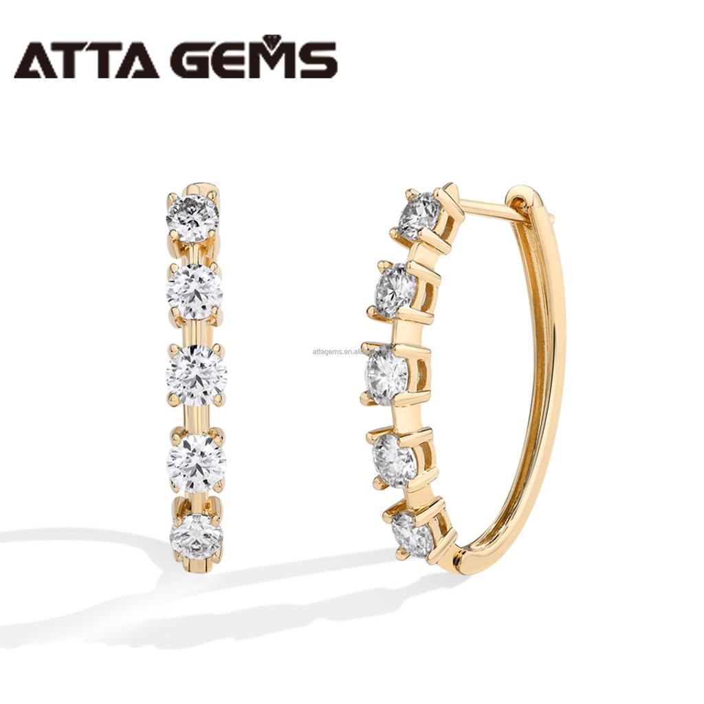 Round Cut Lab Created Moissanite Diamond Five Stone Hoop Earrings In Over Sterling Silver Jewelry for Women