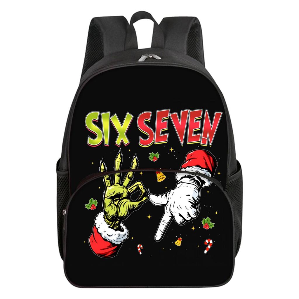 Colorful Number 67 Print Round Front Pocket Backpacks for Boy and Girls Best Gifts 2D Flat Cartoon School Bag for Children