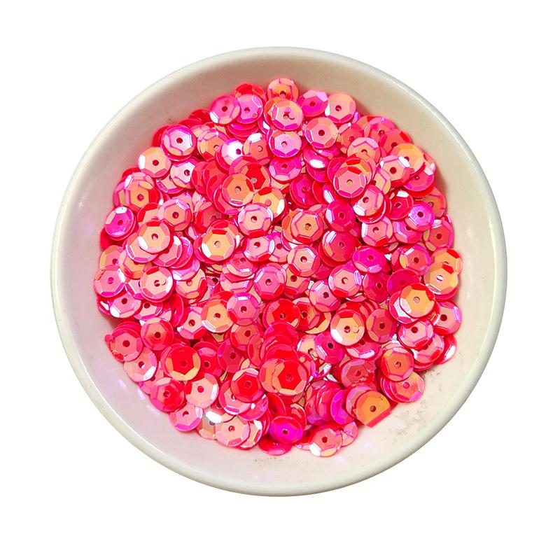6MM Round Curved PVC Sequins with Middle Hole and Hexagonal Beads for Sewing