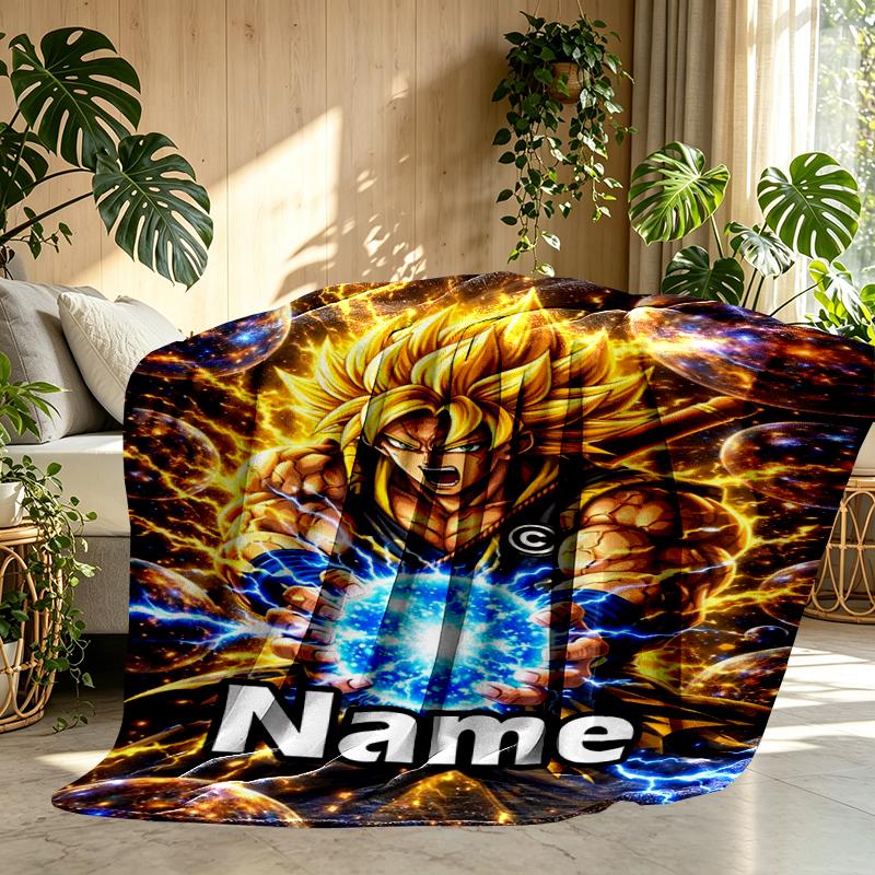 Manta Personalizada con Nombre y Estampado de Anime, Decoración del Hogar, Dormitorio, Sofá, Acampada, Sillón, Regalos para Cumpleaños Navidad