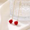 Banyan Tree S925 Silver Heart Knot Festive Long Red New Year Earrings for Women