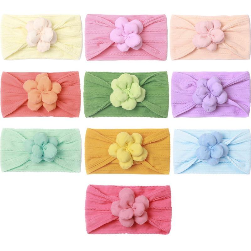 New Twist Children's Headband, Baby Soft Nylon Lift Flower Seamless Wide Headscarf, Baby Headband