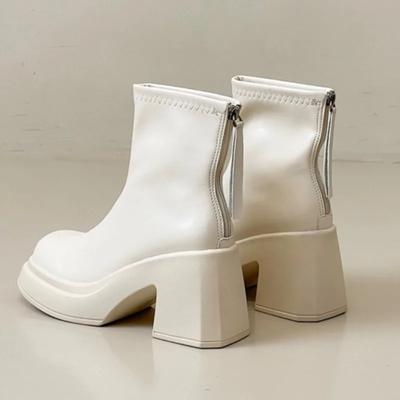 Botas pequeñas de moda coreana para mujer, botines Martin de tacón grueso, con temperamento de tacón alto, para otoño e invierno