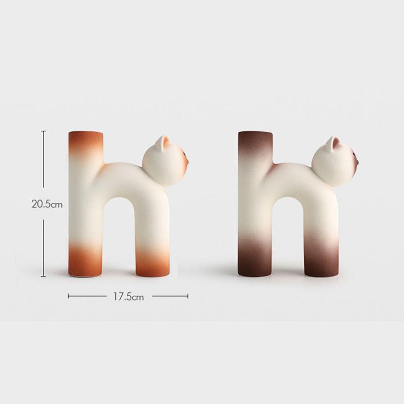 European Style Cat Ceramic Flower Vase Living Room Table Art Flower Arrangement Container Creative Desktop Hydroponic Container