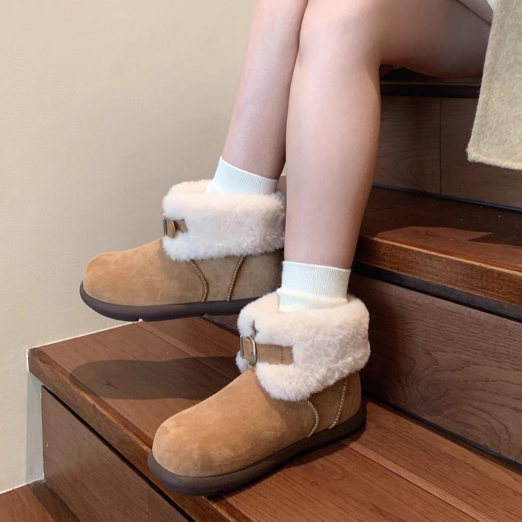 Soft Leather Edition~ Snow Boots Women's Winter 2025 New Fashion Casual Versatile Plush Short Boots Plush Cotton Shoes