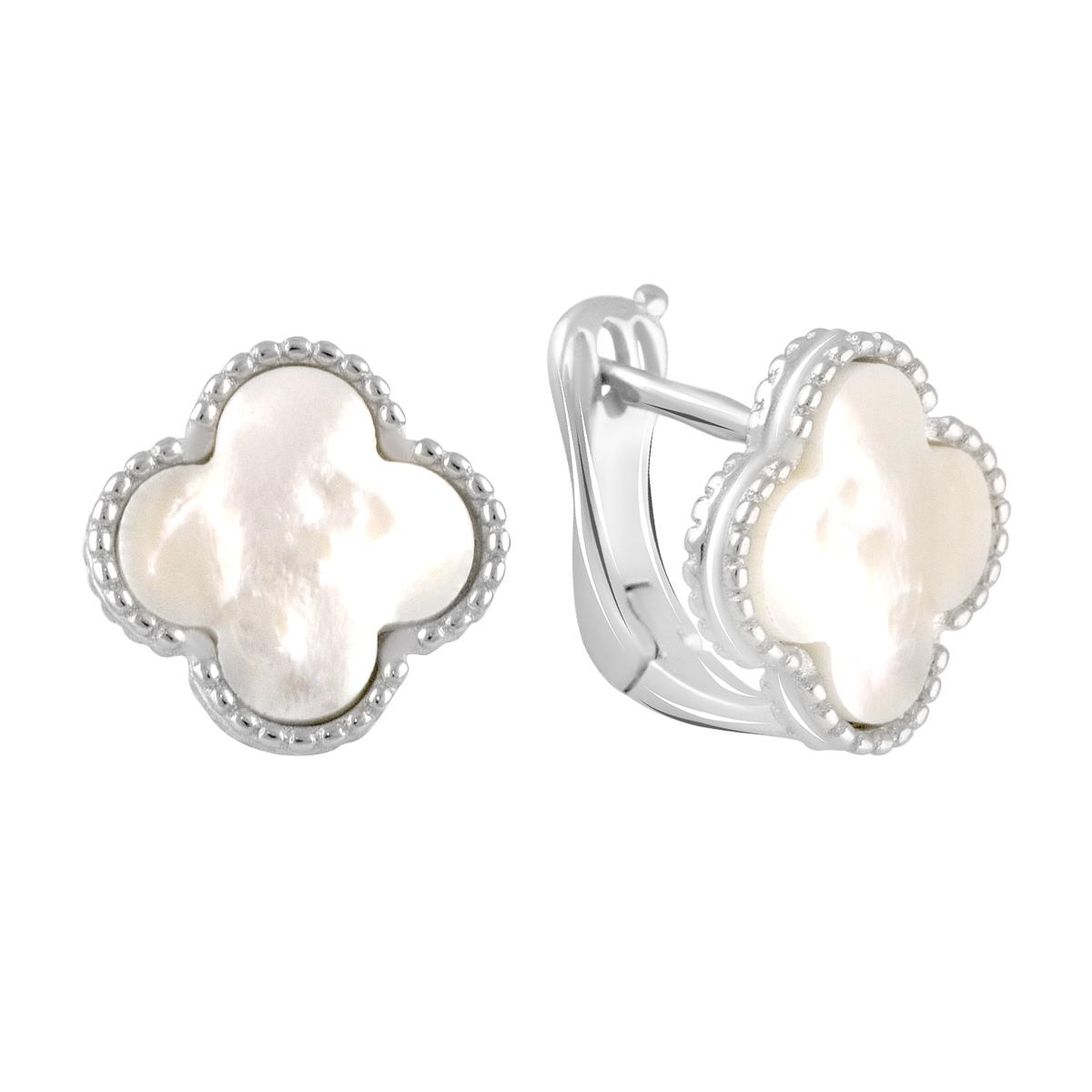 

Срібні сережки з натуральним перламутром (2102663) білий