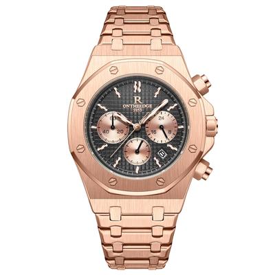 Octagonal Quartz Watch with Luminous Stainless Date Business Men's Chronograph, Steel, Display, Waterproof, Use.