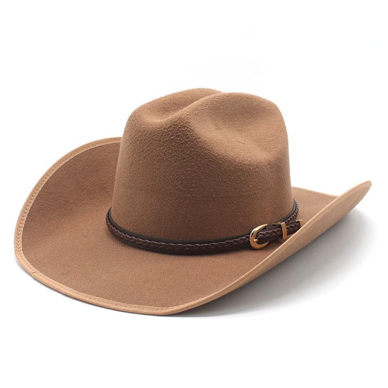 Men S Woolen Fedora Hat Large Brim Bell Top Sun Protection