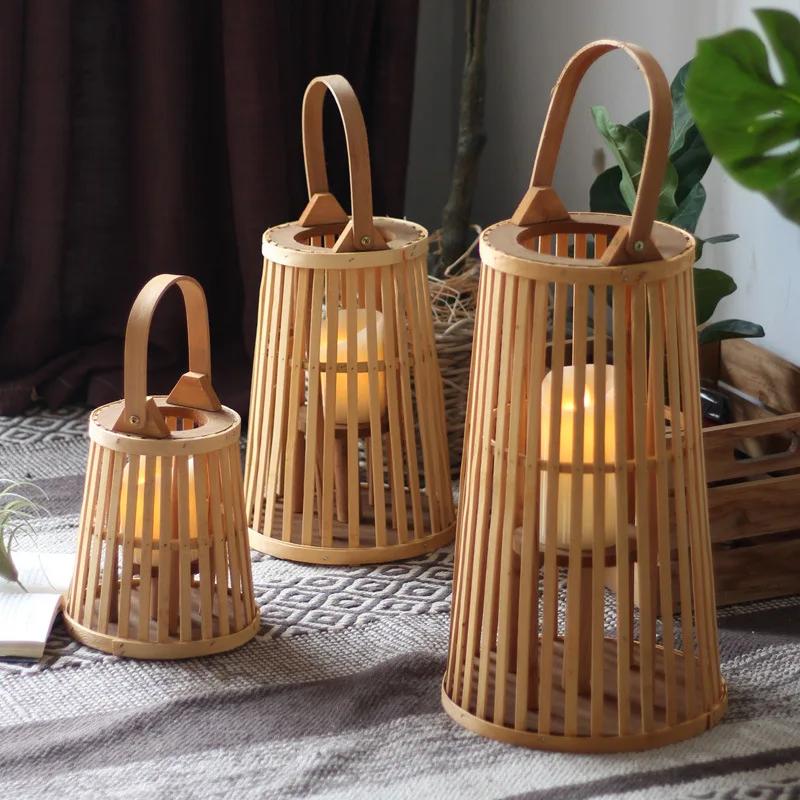 Creative Modern Candle Holder Handmade Wood Minimalist Nordic Hollow Garden Lantern Geometric Wedding Home Decor Candlebra