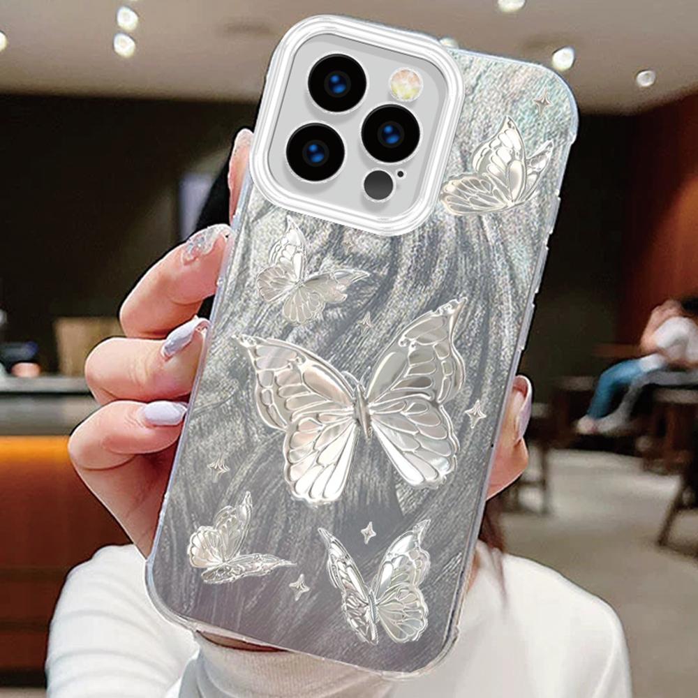 

Фиолетовая бабочка красочный градиент для Apple iphone 16 15 14 13 Pro Max 16e 16plus 15plus чехлы для телефона крышка силиконовый задний бампер iPhone 13 Pro Max белый