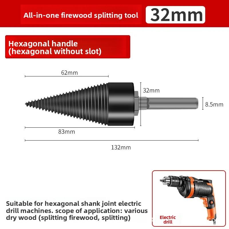 32/42mm Wood Drill Bit Twist Firewood Splitting Drill Bit Wood Splitter Screw Cones Bit Square Round Hexagonal For Hammer Drill
