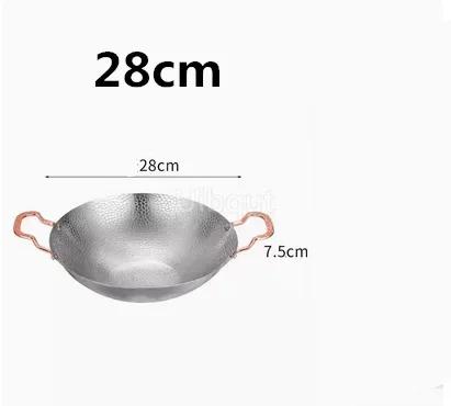 Pot cub Golden Double Ear Bar Cauldron Commercial round Bottom Small Hot Pot Creative Thickened Stainless Steel Dry