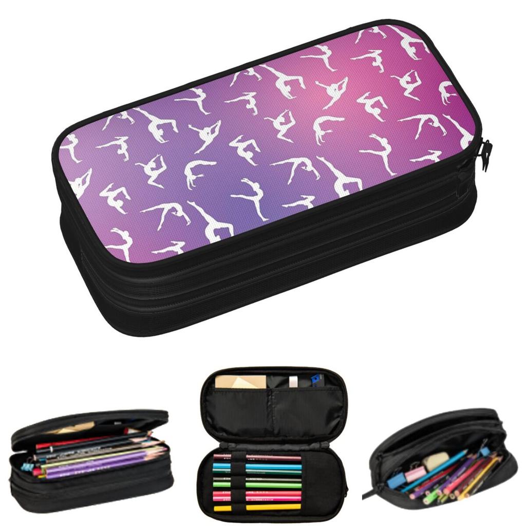 Dance Rhythmic Gymnastics Pattern Pencil Cases for Student School Pen Box Pencil Bag Big Capacity Pencil Pouch