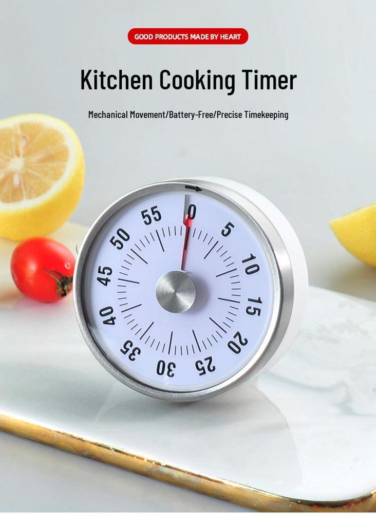 Magnetic Round Mechanical Kitchen Timer for Baking & Cooking