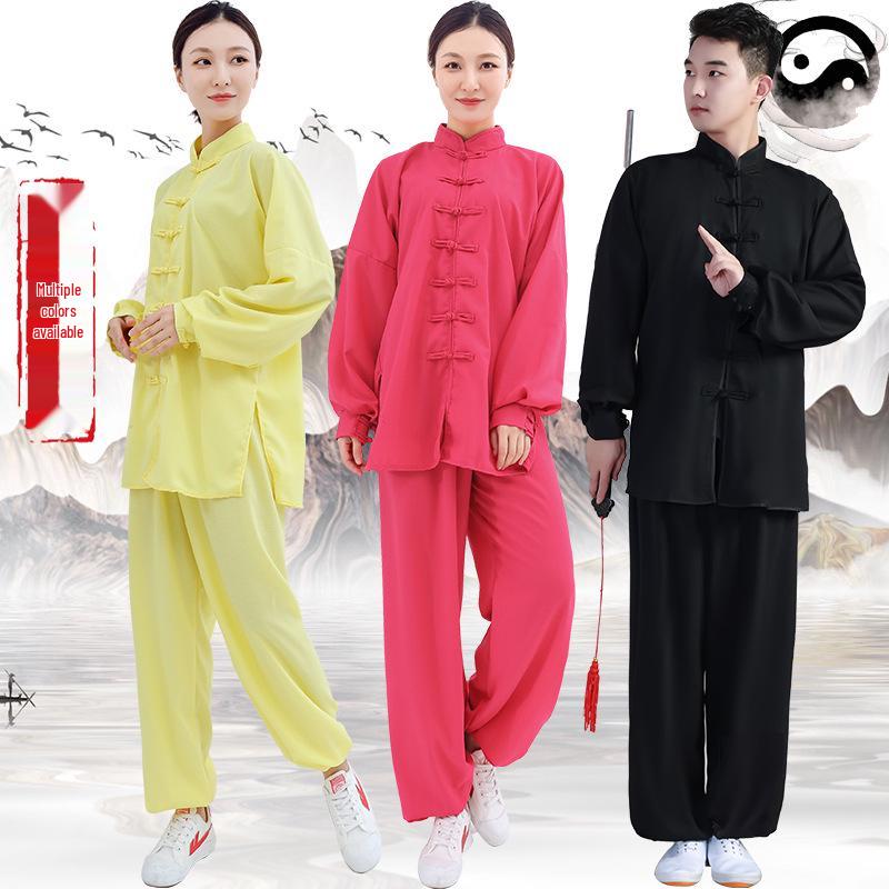 Men's and Women's Bamboo Linen Tai Chi Suit - Long Sleeve Morning Exercise and Performance Wear