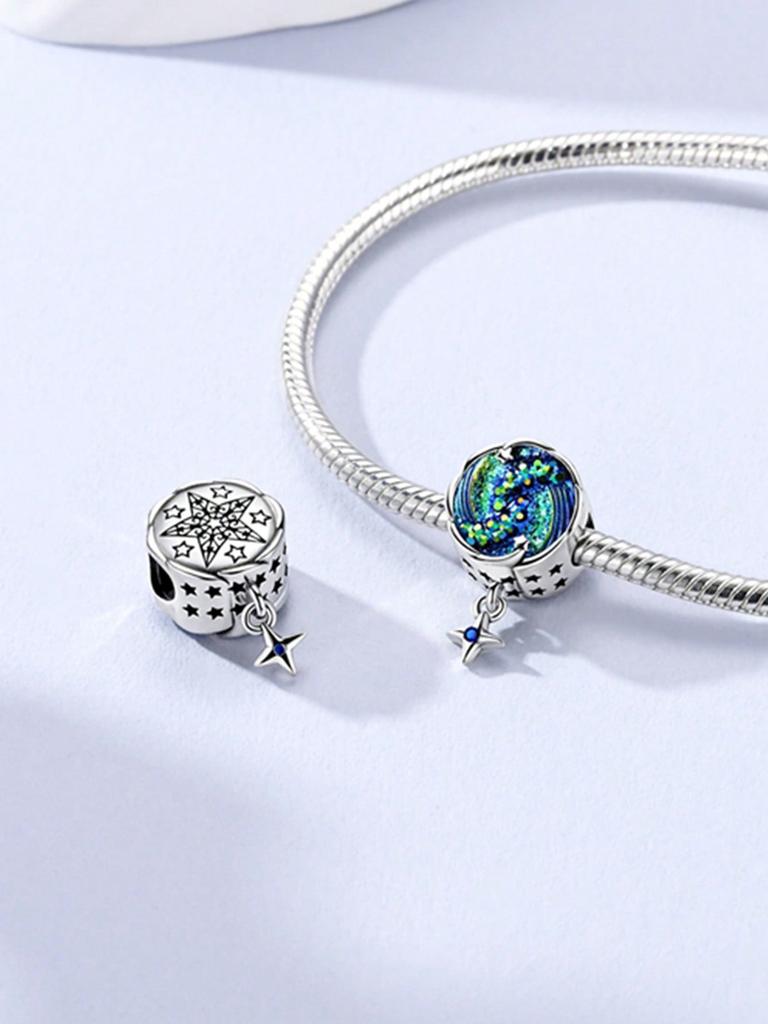 Charms Plata Blue Ocean Beads Charm Copper Plated Fit Charms Copperoriginal Bracelet For Jewelry Making Diy Charm