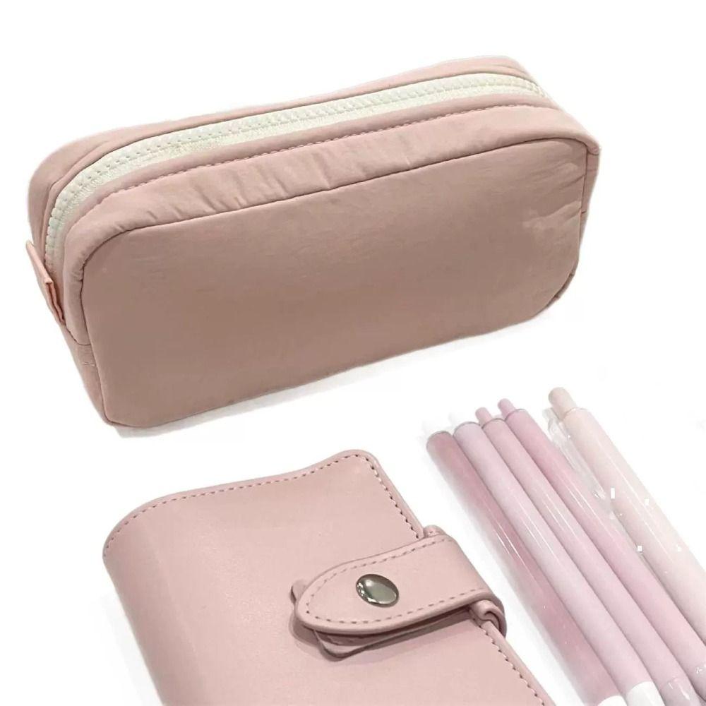 Large Capacity Simplicity Pencil Case Square Shape Stationery Box Classified Storage
