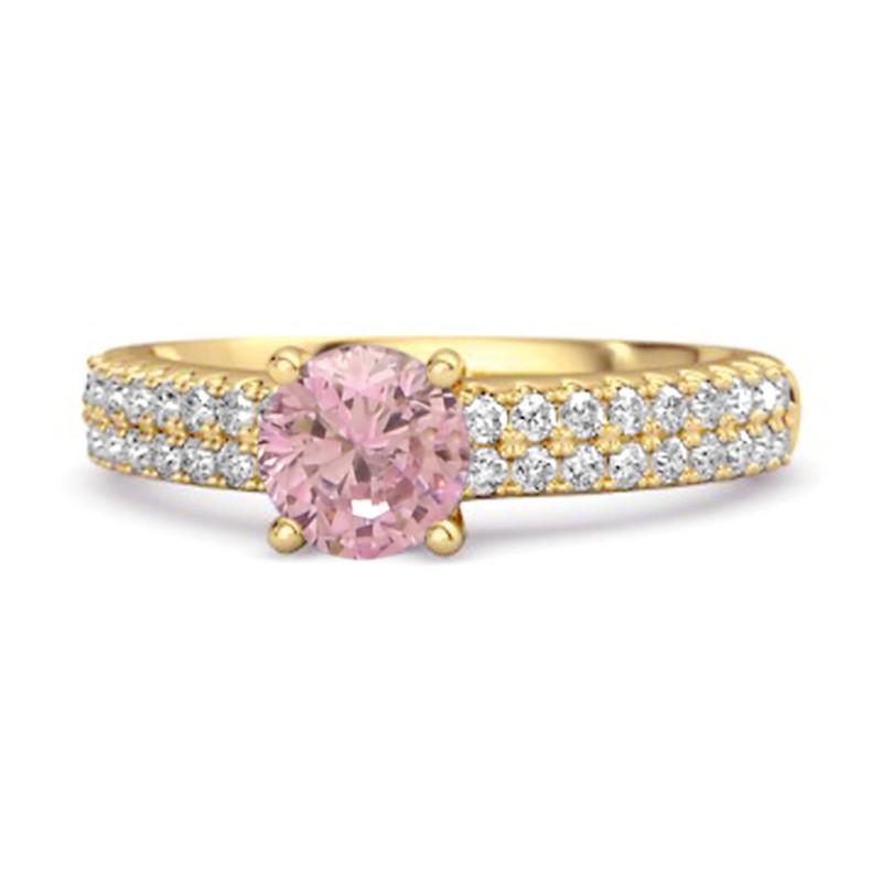 

Pink Topaz Double Pavé Band Ring - 925 Sterling Silver Gold Vermeil 8 золотий/жовтий