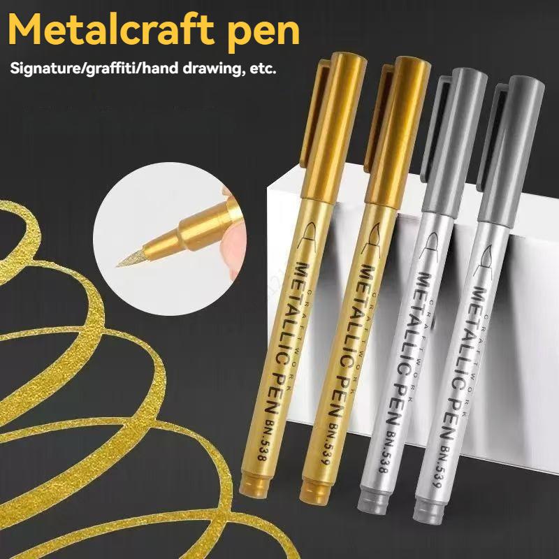 1/10/50Pcs Art Writing Gold Silver White Metallic Paint Pen Set Brush Tip Marker Pen Acrylic Paint Markers Stationery Supplies