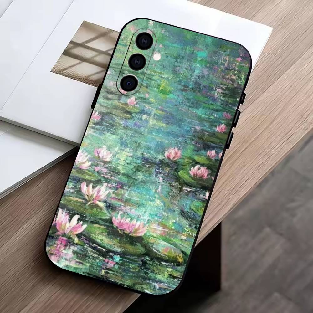 

Claude Monet Impressionism Painter Phone Case Black Silicone Soft For Samsung Galaxy A73,A72,A71,A70,A53,A52,A51 Samsung a42 5g