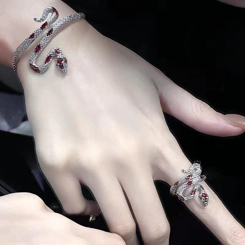 Bracciale a Manica in Lega a Forma di Serpente con Stile Minimalista Scuro per Uomo e Donna