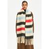 Women's Winter Colored Stripes Scarfs Vintage Casual Scarf Shawl Wraps Poncho Blanket Fringe Soft Thick Scarfs Chunky Long Shawl Scarves for Women