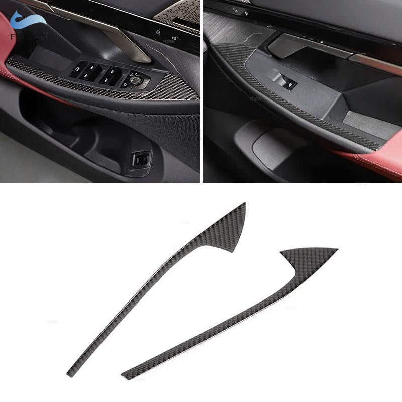 

For BMW 5 Series i5 G60 2024 2025 Carbon Fiber Car-styling Interior Front Door Armrest Panel Side Strips Cover Stickers Trim