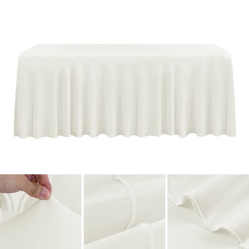 Spandex Rectangle Table Skirts 4/5/6/8ft Fitted Table Cover Wrinkle Resistant Cloth for Hotel Wedding Anniversary Party Decor