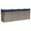 Garden Sofa with Cushions 4 Seater Gray Poly Rattan