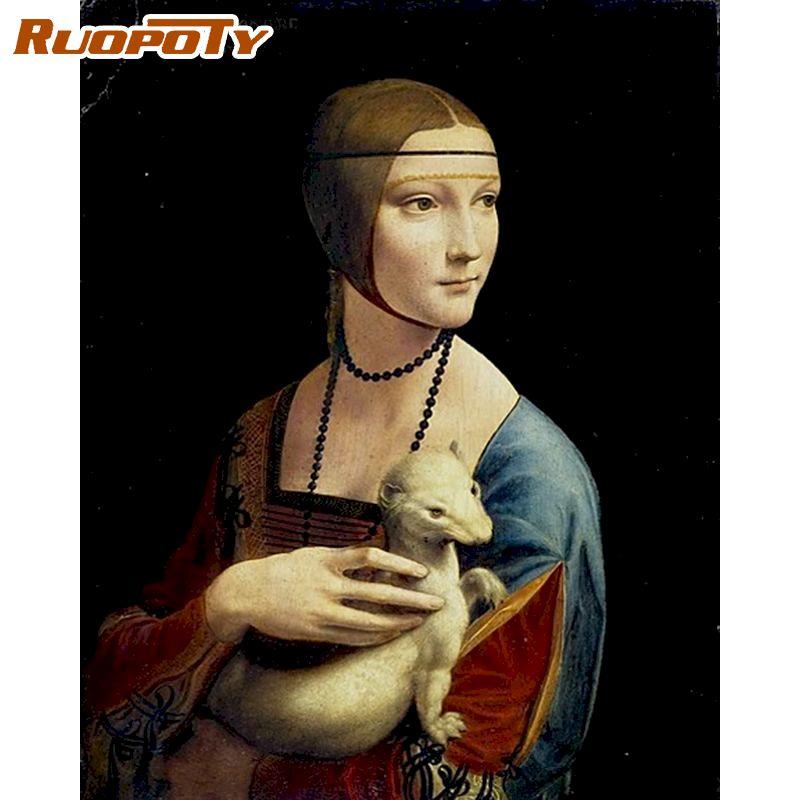 

Ruopoty безрамная фигурка картина картина по номерам ручная роспись акриловым маслом рисунок на холсте для взрослых домашний декор 40x50 см 40x50CM NO Frame