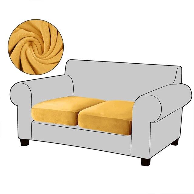 White Velvet Sofa Seat Cushion Cover Elastic for Living Room Corner Couch Cover Stretch Sofas Case Seat Slipcover 1/2/3/4 Seater