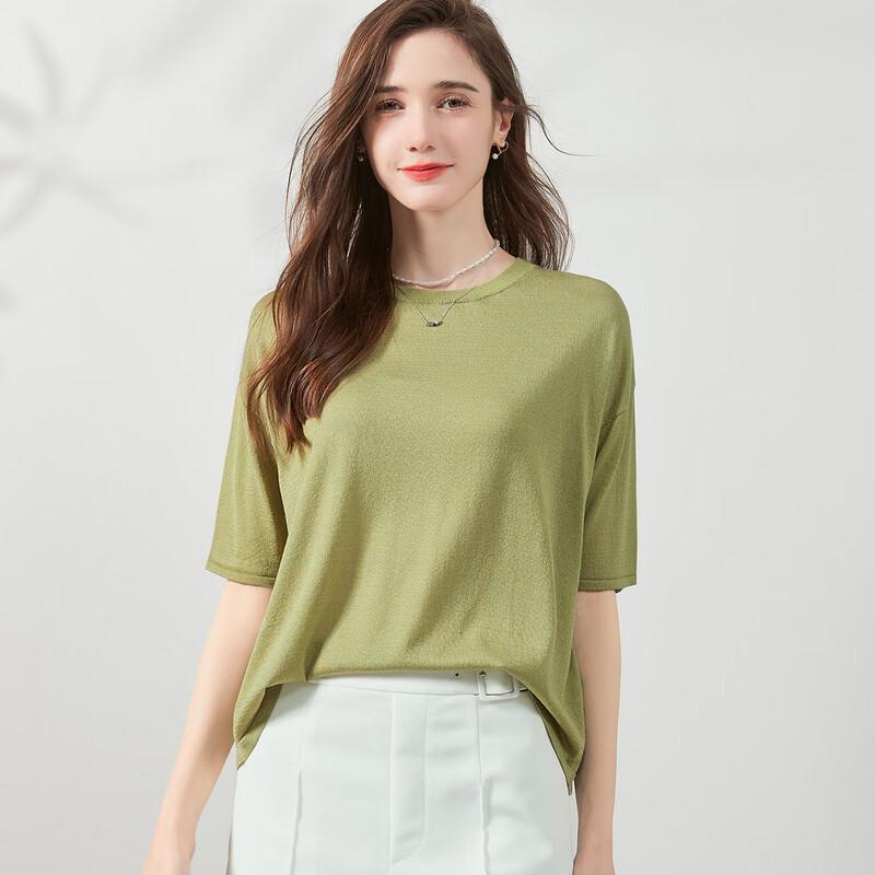 Snowforte Women s Silk Blend Knit Short-Sleeve T-Shirt L