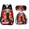 Deadpool  School 3Pcs Set Backpack+lunch Box+Pencil Case Fashion Schoolbag Backpack Trend Kids Gift Practical Multifunctional